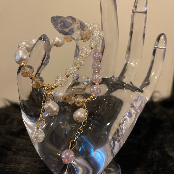 Gorgeous 2 Piece Crystal Decor Beaded Bracelet - Picture 2 of 3